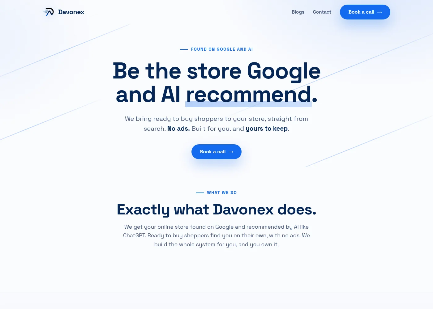 The davonex.com homepage, a Digitalise Agency client site.