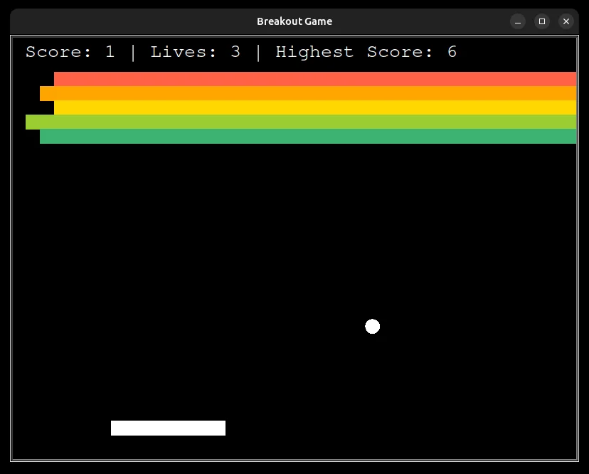The real turtle-graphics Breakout clone, running.